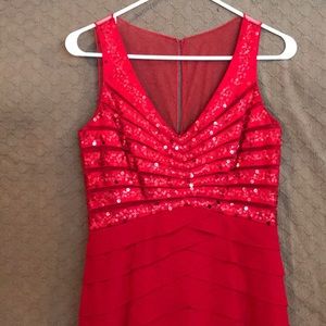 Chetta B Red Sequin tiered dress. Size 2